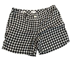 LOFT Black White Bermuda Shorts 6” Gingham Checker Pattern Linen - Size 8